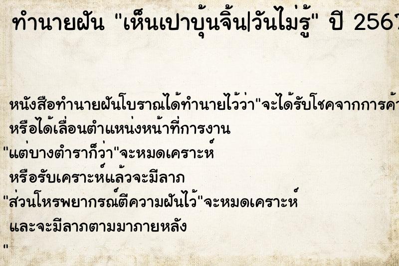 ทำนายฝันทำนายฝันเห็นเปาบุ้นจิ้น|วันไม่รู้